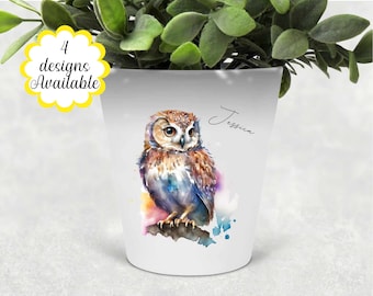 Beautiful Personalised Owl Plant Pot, Pen Pot, Makeup Brushes Holder - The Ideal Gift for Mum, Friend, and Owl Lovers