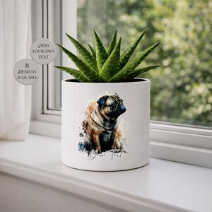 Personalised Pug Plant Pot | Dog lover Gift | Succulent Planter | Pet Memorial Gift