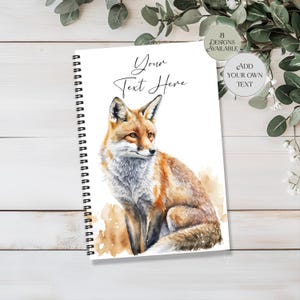 Personalised Fox Notebook –  Animal Journal - A4/A5 Notepad –  Teacher’s Gift, Custom Diary