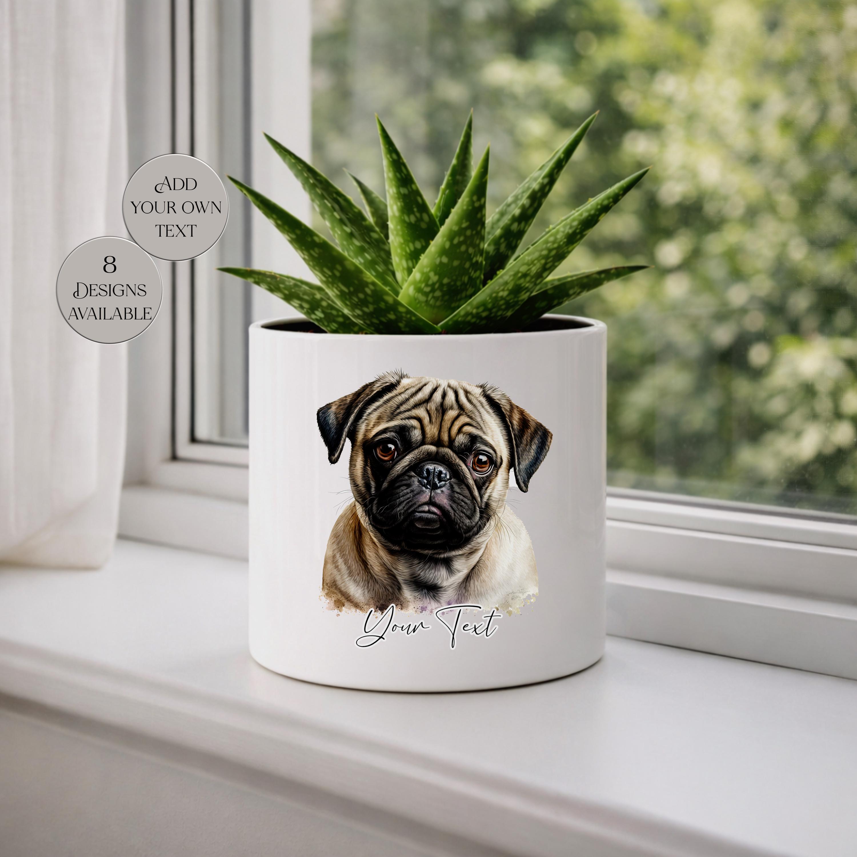 Pug Pot Personalised Pug Plant Pot | Dog Lover Gift | Succulent Planter | Pet ...
