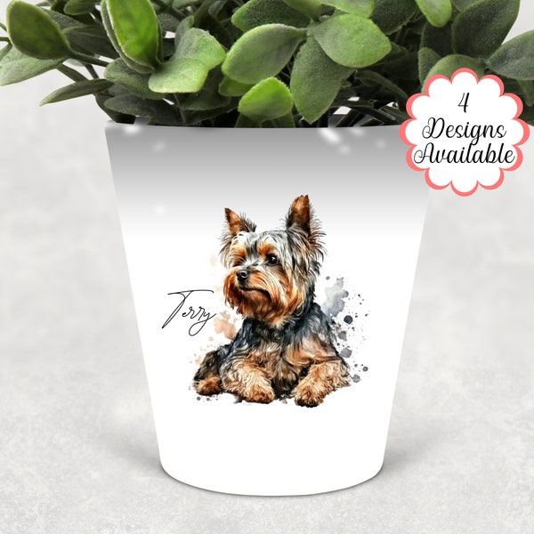 Yorkshire terrier Planter, Printed Plant Pot, Dog Pen Pot / Makeup Brushes Holder - The Perfect Gift for Yorkie Lovers and Dog Enthusiasts