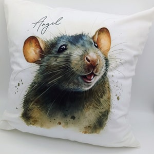 Watercolour Custom Rat Cushion - The Perfect Gift for Her, Ideal for Rat Mums and Rat Lovers.