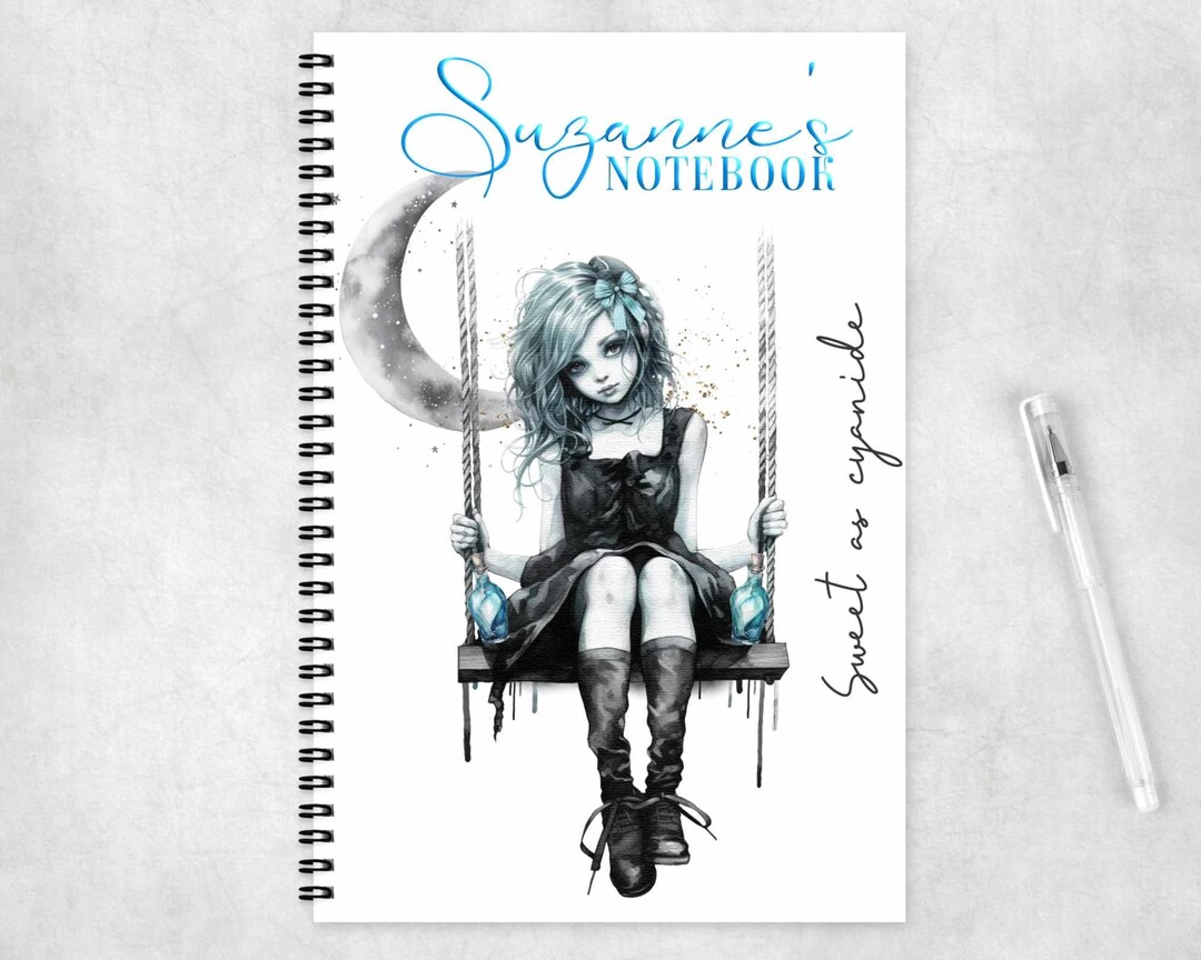 Cute Gothic Girl Sweet as Cyanide Notebook – A4/A5 Journal, Goth ...