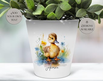 Watercolour Floral Duck Plant Pot – Pen Storge / Makeup Brush Holder –Desk Organiser