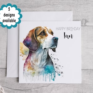 Carte d'anniversaire beagle - texte modifiable pour toutes les occasions, cadeau pour amoureux de beagle, voeux personnalisés, anniversaire, voiture de remerciement