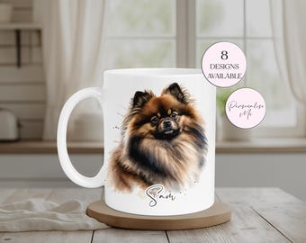 ポメラニアン柄のマグカップ＆コースターセット｜犬好きへのギフト