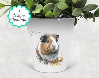 Watercolour Guinea Pig Plant Pot – Personalised Makeup Brush Holder or Pen Pot, Custom Name Gift for Guinea Pig Lovers, Memorial gift