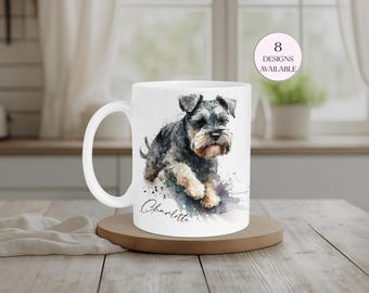 Personalised Schnauzer Mug and Coaster | Dog Lovers Gift | Pet Keepsake | Coffee Cup with Name