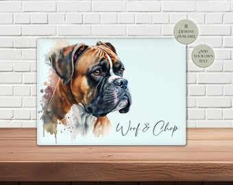 Personalized Boxer Glass Chopping Board | Cheese Board | Housewarming Gift | Boxer Dog Lover Kitchenware | Gift for Her