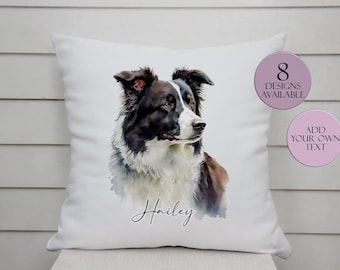 Border Collie Hundekissen - Individuelles Haustierkissen - Hundeliebhaber Geschenk - Tierkunst Wohnkultur - Collie Portraitkissen - Gedenkort oder Geburtstag