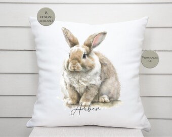 Personalised Watercolour Bunny Cushion |  Nursery Décor | Home Décor | Custom Rabbit Pillow