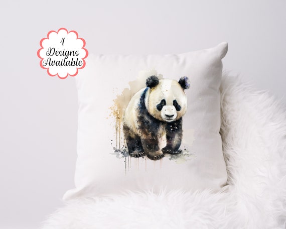 Cojin con osito panda en acuarela 4 disenos encantadores regalo ideal para ella y un recuerdo conmovedor para cualquier amante de los pandas Etsy Mexico