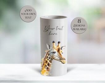 Watercolour Giraffe Ceramic Vase | Personalized Flower Pot with Custom Text |  Home Décor
