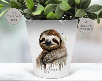 Personalised Sloth Plant Pot - Pen Storage / Makeup Brushes Holder –  Desk Accessory | Home Décor