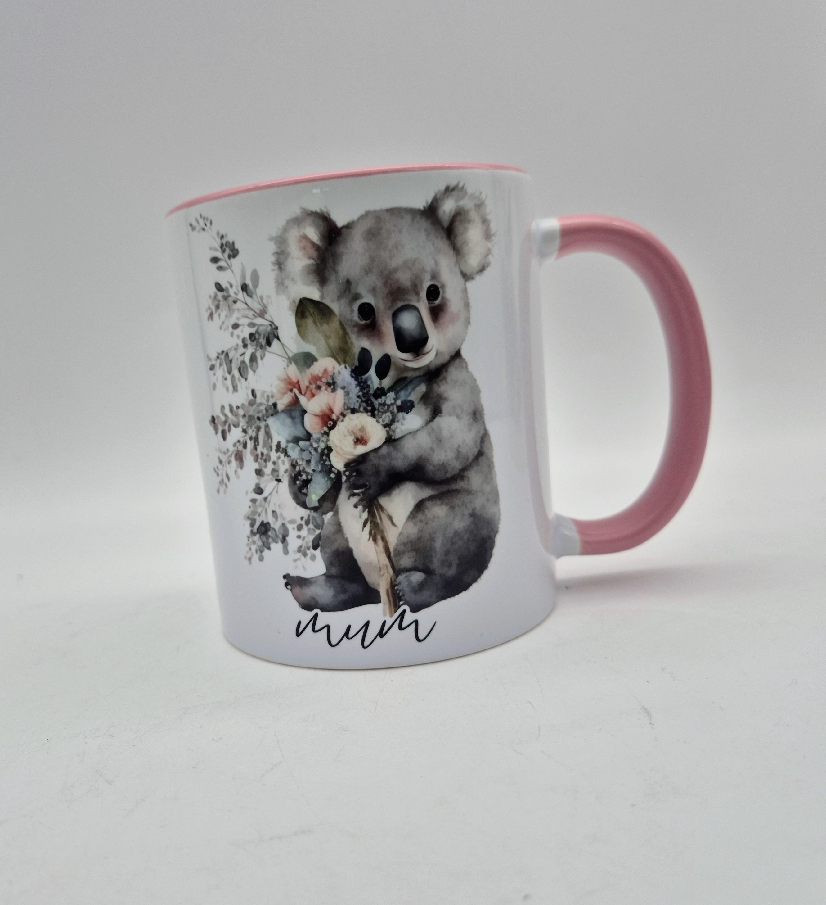 パーソナライズされたコアラのマグカップとコースターセット - 水彩画
