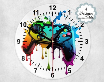 Glass Gaming Wall Clock - Level Up Your Boys' Room with Gamer Décor