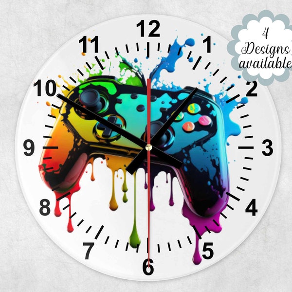 Glass Gaming Wall Clock - Level Up Your Boys' Room with Gamer Décor