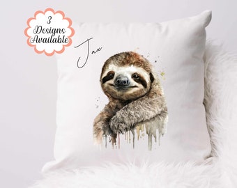 Watercolour Sloth Cushion - A Cute and Whimsical Gift for Sloth Lovers of All Ages, Ideal for Adding Charm to Any Room