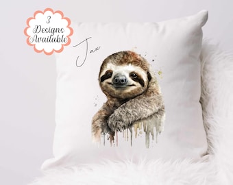 Watercolour Sloth Cushion A Cute and Whimsical Gift for Sloth