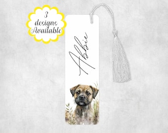Metal Border Terrier tassel Bookmark, large Custom made Bookmark, Booklover Gift, Travel gift.  Border Terrier gift.