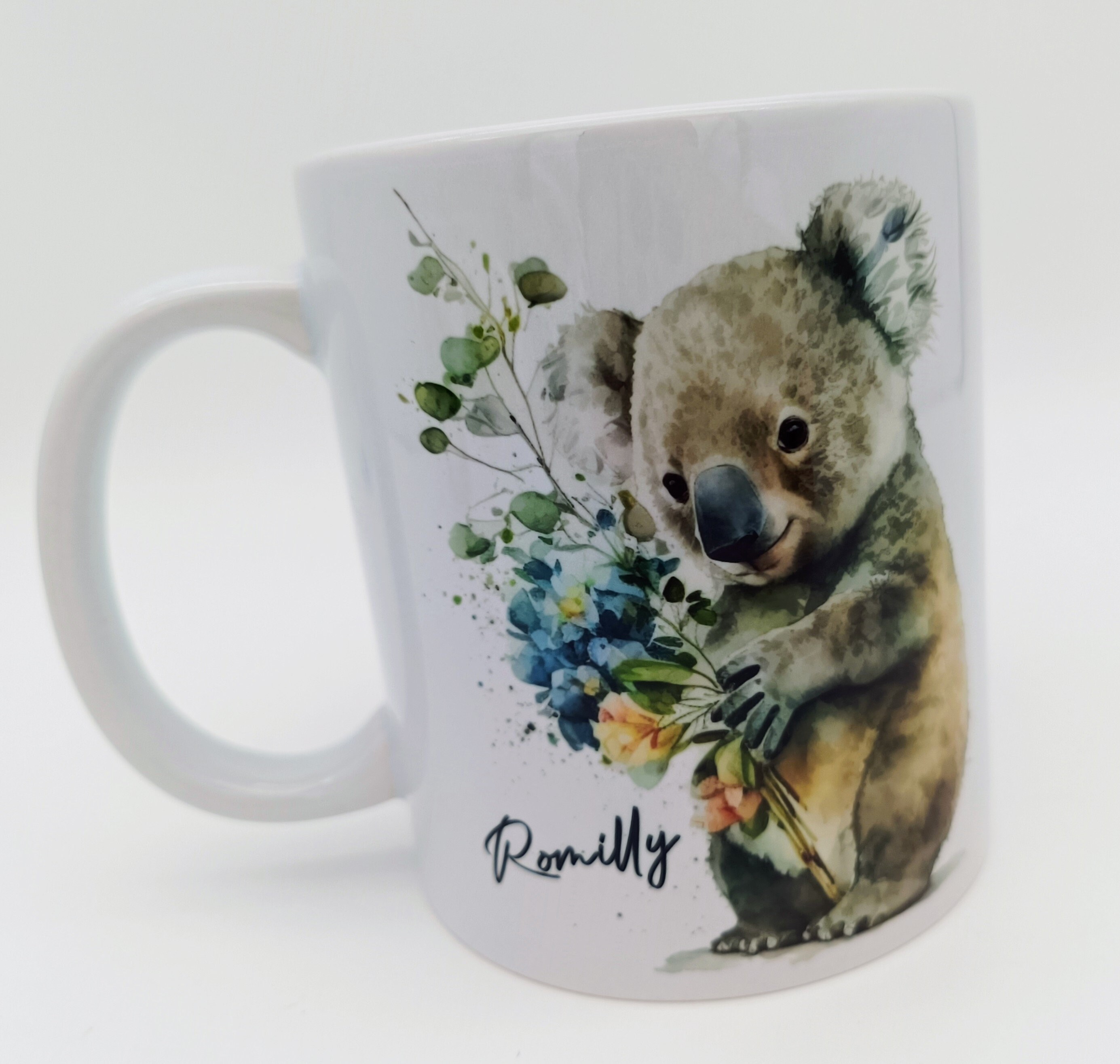 パーソナライズされたコアラのマグカップとコースターセット - 水彩画