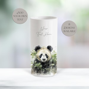 Watercolour Ceramic Panda Bear Vase/ Flower Pot with Custom text - The Perfect Gift for Panda Bear Lovers