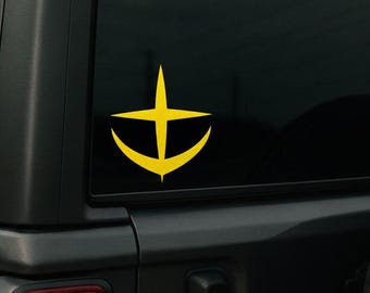 Pegatina con emblema dorado de Gundam de la Fuerza Espacial de la Federación Terrestre, calcomanía de manga anime, reflectante/holográfica, con purpurina, para coche y camión.