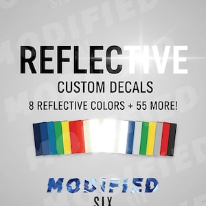 Adesivi riflettenti personalizzati in vinile - Oltre 55 colori / Scritte adesive riflettenti / Accessori per auto, bici, casco, scooter, finestre / Idea regalo