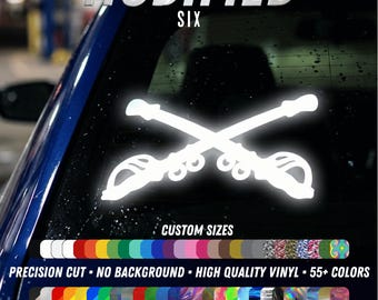 Reflective Army Cross Sabres Decal: Vinyl - Weather-Resistant Sticker 55 Colors