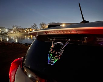 Oni Mask Japonés Aceite Slick JDM Escape Street Racing Turbo Divertido Drift Vinilo Calcomanía Pegatina