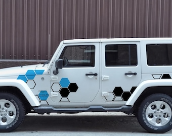 DIY Reflective 8 inch Hexagon Livery Decal Pack  - Individual Vinyl Stickers for Jeep Wrangler, Grand Cherokee & Most SUVs (55+ Colors)