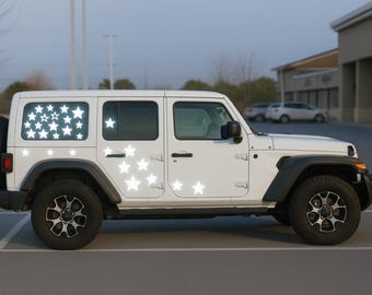 Reflective Star Decal Pack Set 1”– 5” Mixed Size – Custom Vinyl Stickers for Jeep, SUV, Cars or Truck (55+ Color Options)