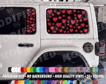 Reflective Heart Decal Pack Set 1”– 5” Mixed Size – Custom Vinyl Stickers for Jeep, SUV, Cars or Truck (55+ Color Options)