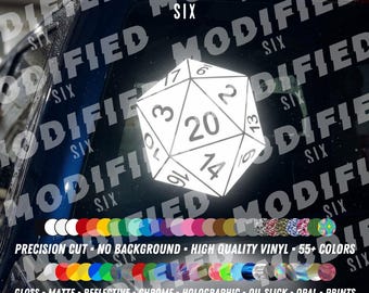 Reflective Sided Dice D&D Vinyl Decal Multiple Sizes Sticke Tabletop RPG Gaming | DnD Gift Dungeons Dragons D20