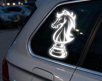 Chess Knight Vinyl Decal | Horse Piece Sticker | Strategy Game Decor | Oil Slick Opal Holographic Glitter Patterned 55+ Colors| Car Truck
