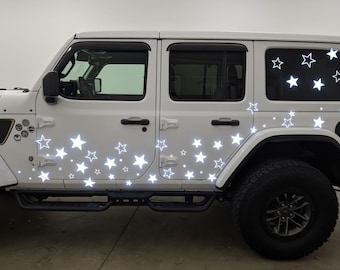 DIY Reflective Star Decal Pack 1"–5" – Individual Vinyl Stickers for Jeep Wrangler, Grand Cherokee & Most SUVs (55+ Colors)