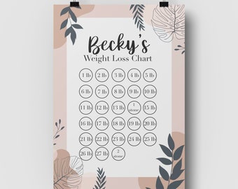 Personalised Weight Loss Chart A4 A5 A3 with gold/silver Stickers - Slimming World, Weight Watchers, Diet Journey Goal Tracker 1 - 10 stone