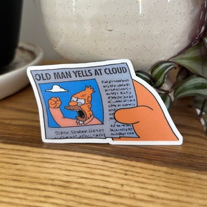 Vinylsticker Abe Simpson (Old Man Yells At Cloud) (100% waterdicht)