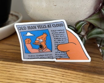 Abe Simpson (Old Man Yells At Cloud) Vinyl Sticker (100% Waterproof)