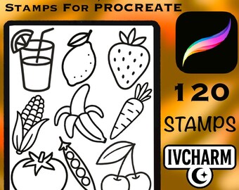 120 Food Tattoo Brushes Stamps for Procreate (Digital Download)