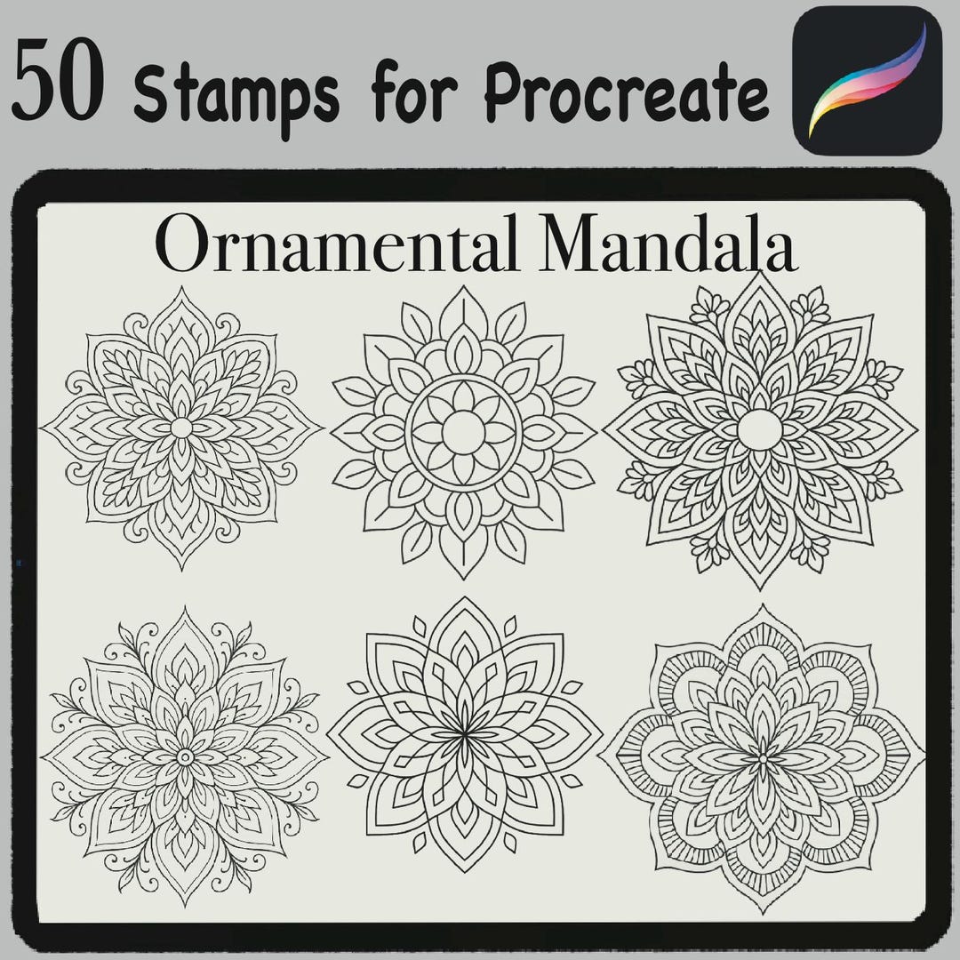 50 Ornamental Mandala Tattoo Stamps for Procreate Design - Etsy