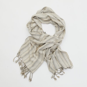100% Natural Raw Silk Undyed Stripes Shawl Hand Loomed Women Shawl All Seasons Luxury Shawl Natural Silk Fair Trade Shawl Anatolian Silk