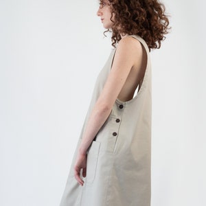 Apron Dress Womens Apron Dress 100% Cotton Apron Dress Apron Dress with Buttons All Season Dress Sleeveless Dress Casual Work Dress