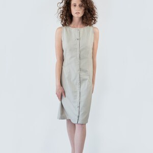 TWIGGY Striped Sleeveless Shift Dress, Convertible Tank Summer Dress, Beige and Blue Stripes 100% Natural Cotton, Handmade Slowfashion