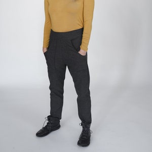 Rina Pants - Elastic Waist Unisex Pants with Big Pockets, Women Wool Pants, Straight Leg Trousers, High Waisted Women Pants, Winter trousers