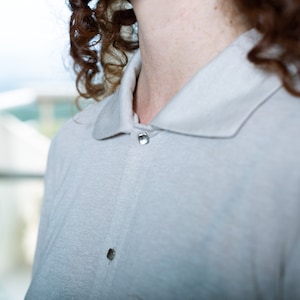 Beige Cotton Button Down Blouse with Pocket, Long Sleeves Shirt with Cutaway Collar ,Women&#39;s Collared Blouse - top - Business Casual Attire