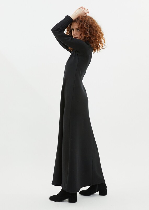 Organic Cotton French Terry Black Maxi Dress, Winter A-line Shirtdress -  Etsy Israel