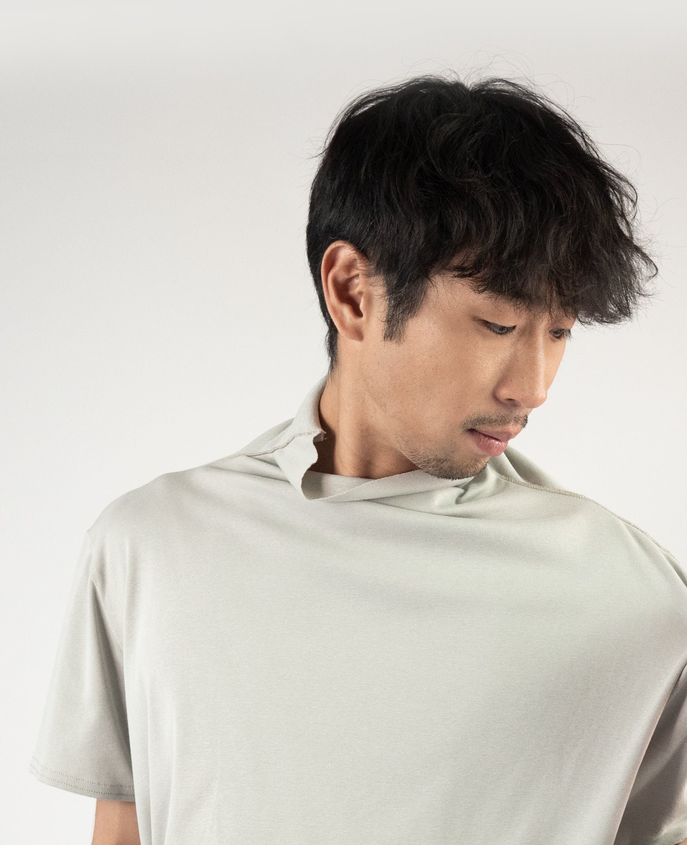 TURTLENECK Unisex Oversized Shirt, 100% Rib Cotton Light Gray