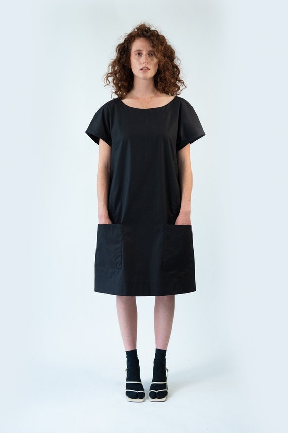 Black tunic dress with pockets clearance