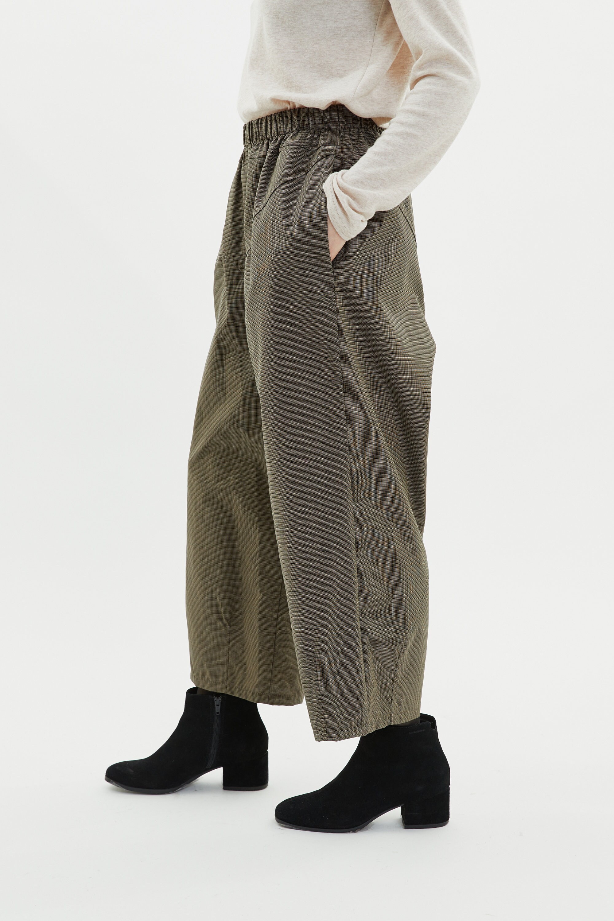 Tobi Trousers Japanese Style Loose Plaid Green Pants